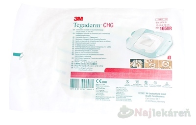 3M Tegaderm CHG 1658R antimikrobiálne krytie 10 cm x 12 cm