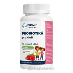BIOMIC Probiotiká pre deti malina 90 cmúľacích tabliet