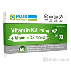 PLUS LEKÁREŇ Vitamín K2 120 μg +Vitamín D3 2000 IU 60tbl