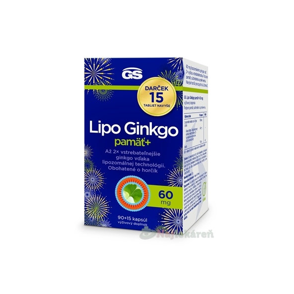 GS Lipo Ginkgo pamäť+ 60 mg Darček 90+15 kapsúl navyše