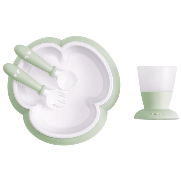 BABYBJÖRN Detský jedálenský set 4 dielny Púdrovo zelený