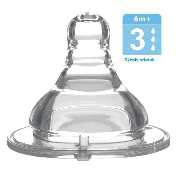 BABYONO Cumlík na fľašu so širokým hrdlom silikón, rýchly prietok 6 m+