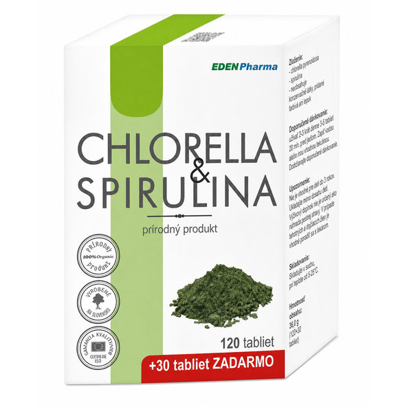 EDENPharma CHLORELLA+SPIRULINA 120 + 30 tabliet zadarmo