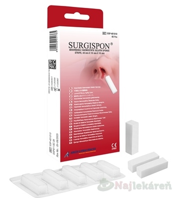 E-shop SURGISPON Nasal hemostatická želatínová špongia sterilná 40x10x10mm 5ks