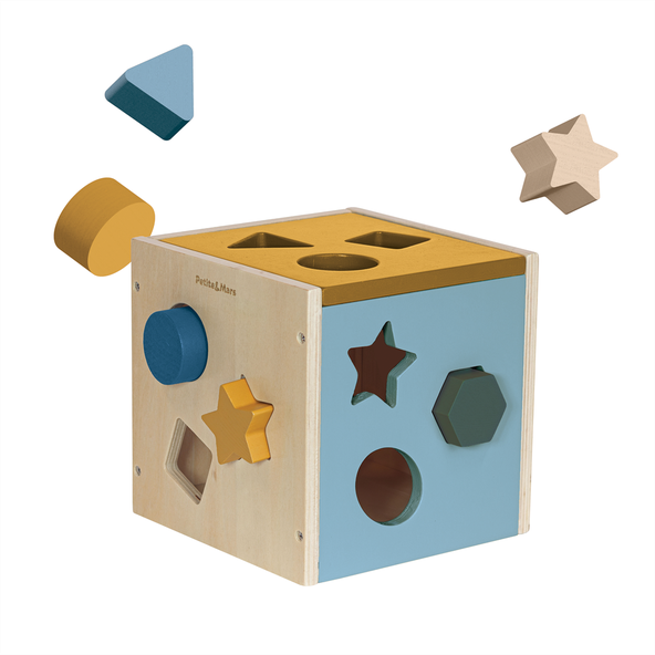 PETITE&MARS Hračka triediaca Gravity Wood of Mars Cosmic Blue 12m+