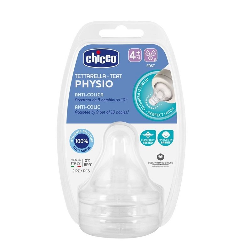 E-shop CHICCO Cumlík na fľašu Perfect 5/Well-Being fyziologický rýchly prietok 2 ks, 6m+