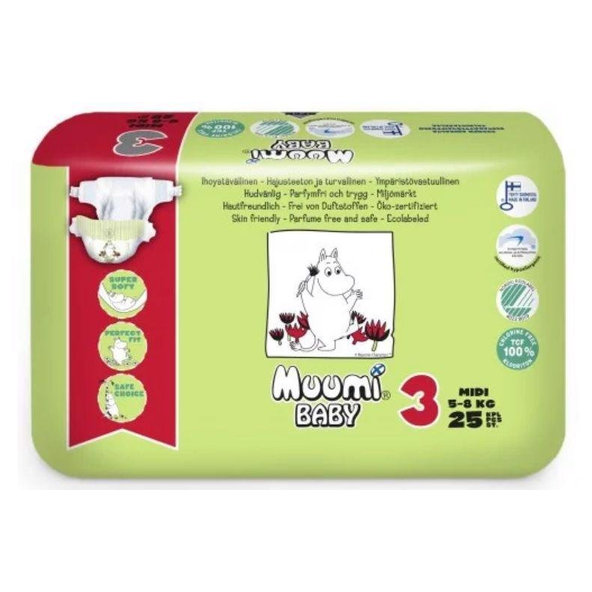 MUUMI Plienky jednorázové 3 Midi 5-8kg 25ks Baby
