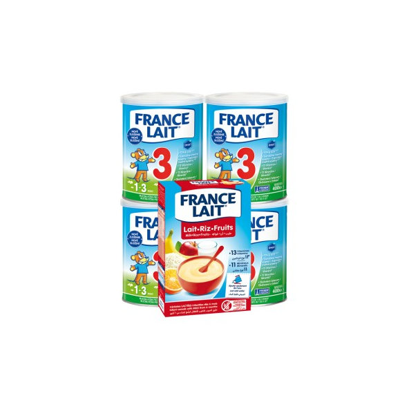 France Lait 3 4x400g + FL kaša ryžová ovocná 250g