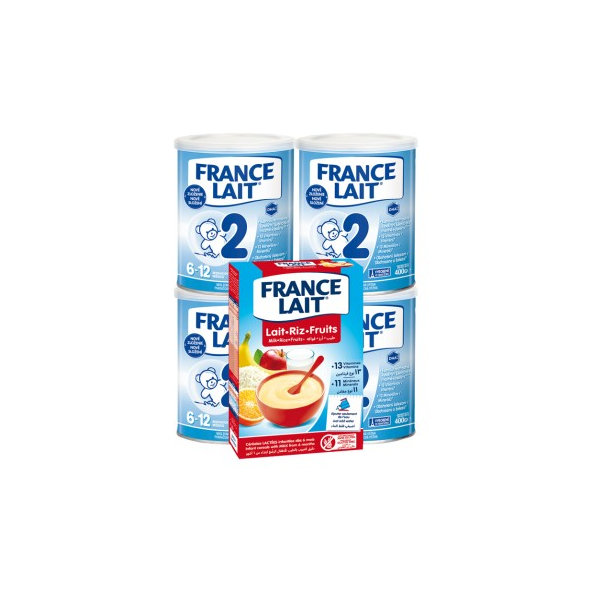 France Lait 2 4x400g + FL kaša ryžová ovocná 250g