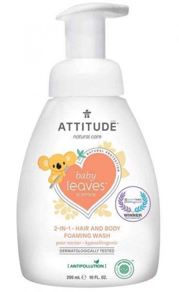 E-shop ATTITUDE Detská umývacia pena 2v1 Baby leaves s vôňou hruškovej šťavy 295 ml