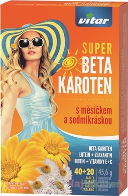 VITAR Super beta karoten s nechtíkom a sedmokráskou 60 tbl (40 + 20 ks ZADARMO)