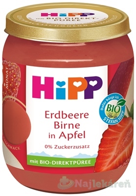 Hipp BIO jablko, jahody a hrušky ovocný príkrm 160 g kúpite na Najlekaren.eu