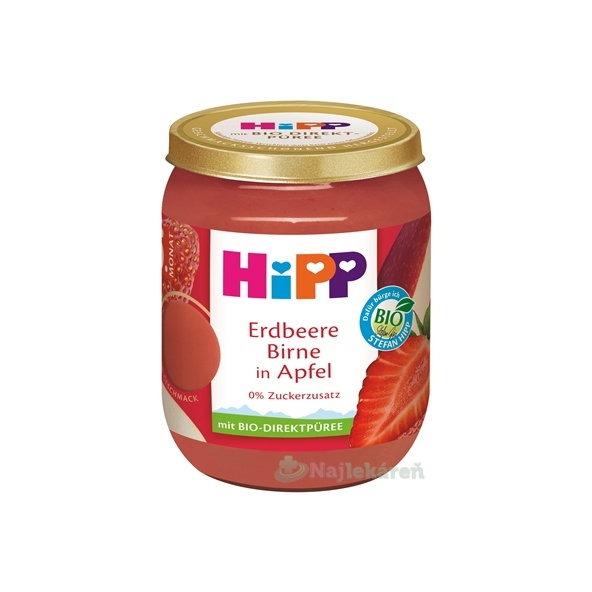 HiPP Príkrm BIO Jablko, jahody a hrušky 4m+ 160 g