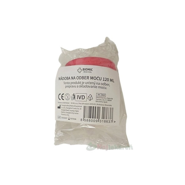 BIOMIC Nádoba na ODBER MOČU jednorazová 120 ml 1 ks
