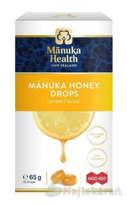 Manuka Health MANUKA HONEY DROPS cmúľacie pastilky citrón 15 ks