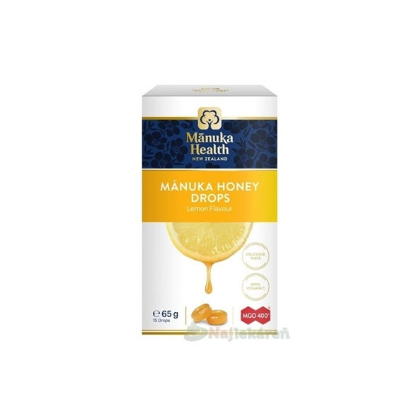 Manuka Health MANUKA HONEY DROPS cmúľacie pastilky citrón 15 ks