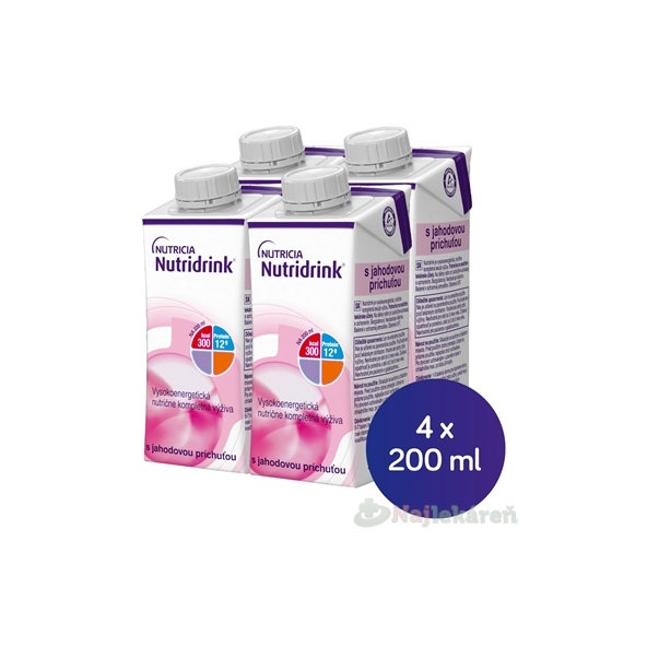 Nutridrink s jahodovou príchuťou krabička 4 x 200 ml