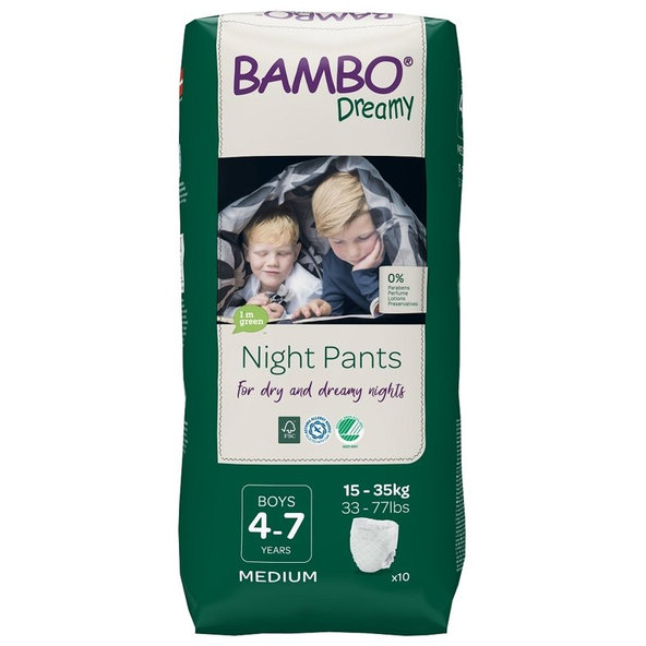 BAMBO Dreamy Night Nohavičky plienkové jednorázové Pants Boy 4-7 rokov, 10 ks, pre 15-35 kg