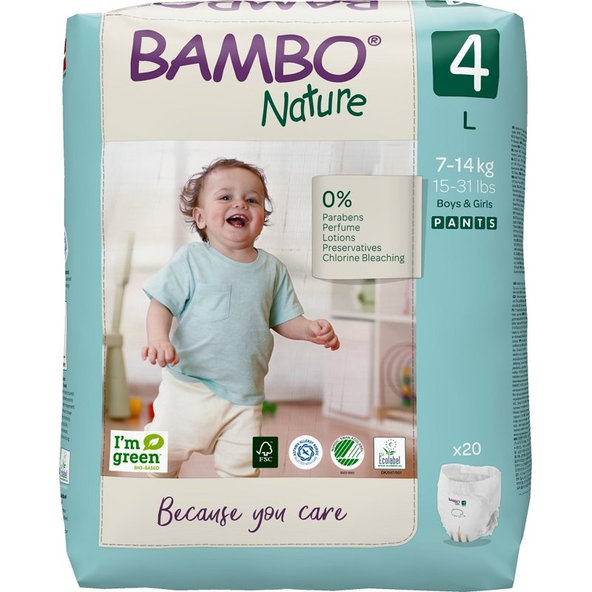 BAMBO Nature Nohavičky plienkové jednorázové Pants 4, 20 ks, pre 7-14 kg