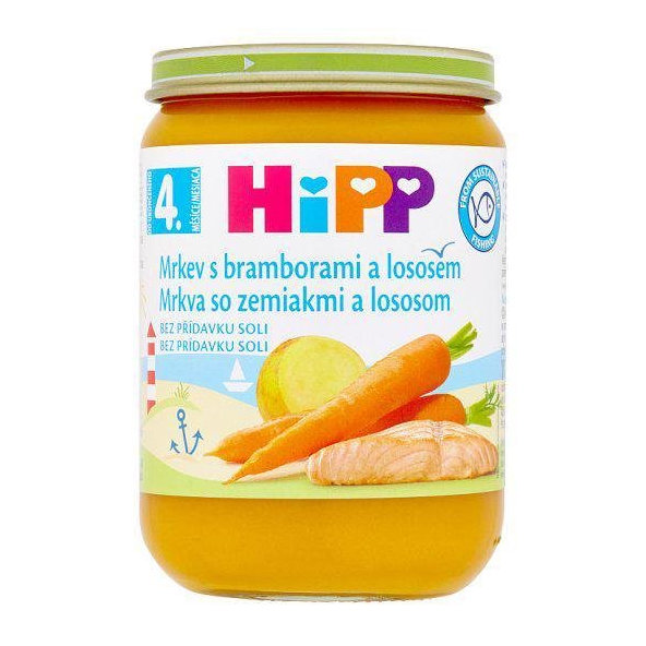 HiPP Príkrm zeleninovo-mäsový Mrkva so zemiakmi a lososom 190g