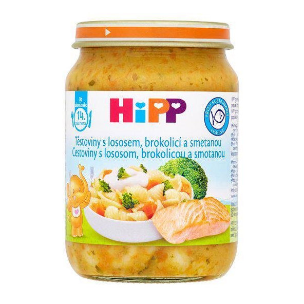 HiPP Príkrm zeleninovo-mäsový Cestoviny s lososom, brokolicou a smotanou 250g