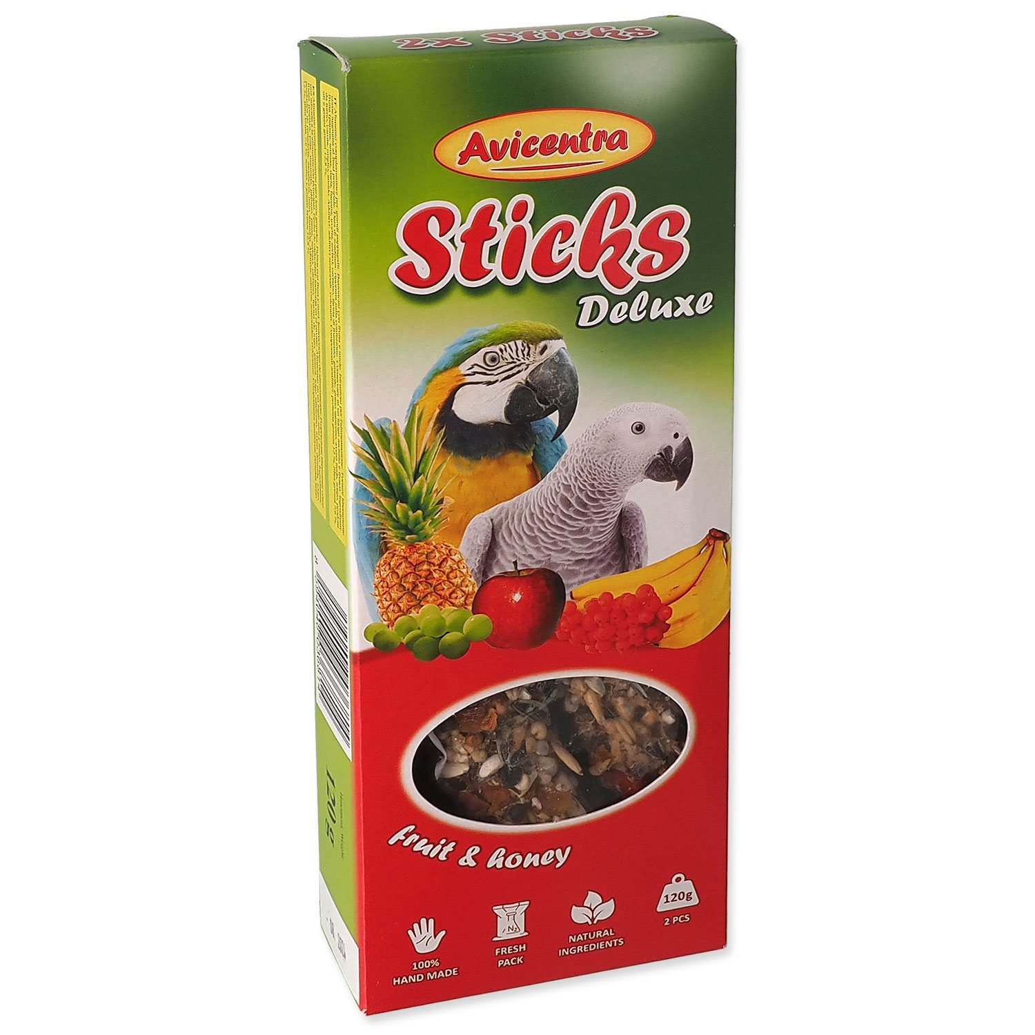 Avicentra Deluxe tyčinka s ovocím a medom veľký papagáj 2 ks