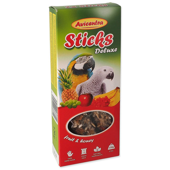Avicentra Deluxe tyčinka s ovocím a medom veľký papagáj 2 ks
