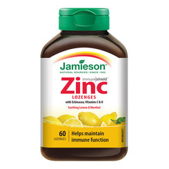 Jamieson Zinok s vitamínmi C a D3 s príchuťou citróna 60 pastiliek