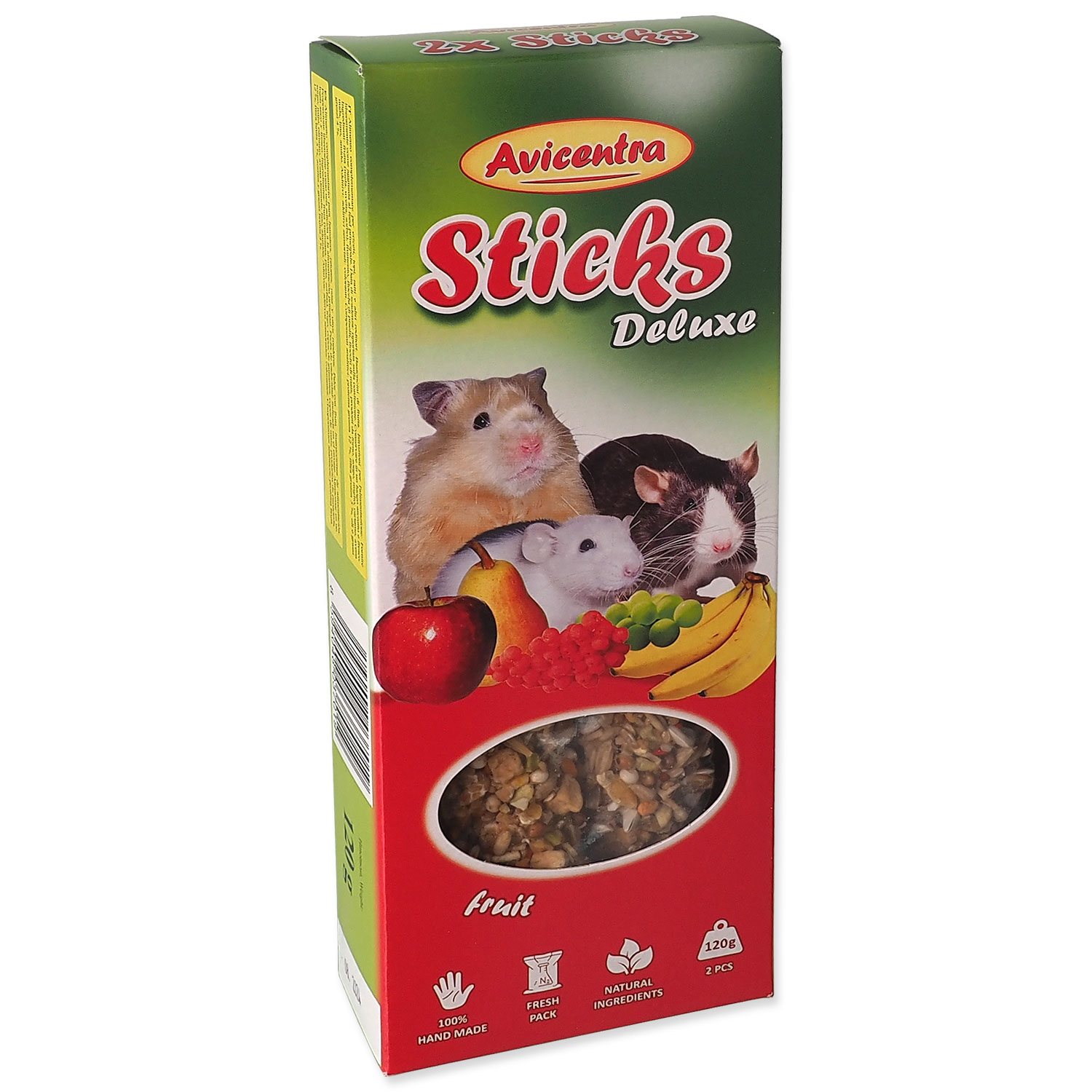 Avicentra Deluxe tyčinka s ovocím malý hlodavec 2 ks