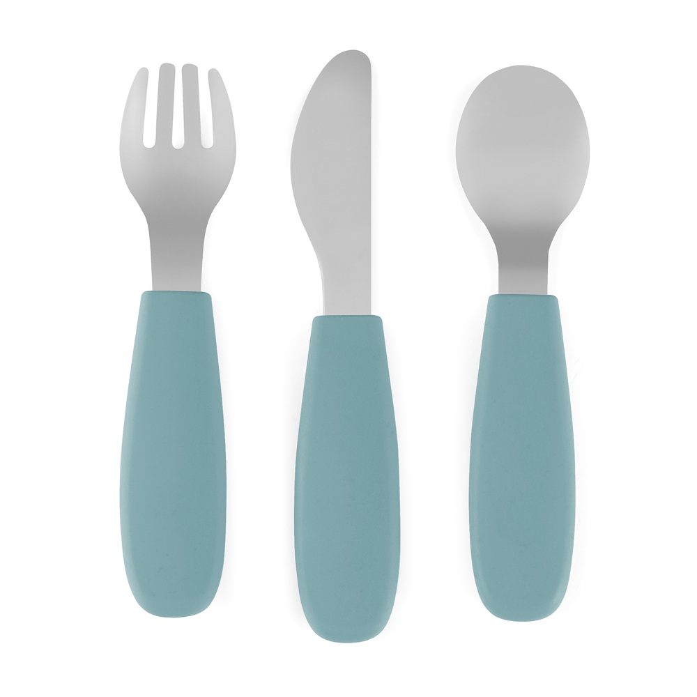 PETITE&MARS Sada príborov z nerezu Take&Match Frosted Sky 12m+