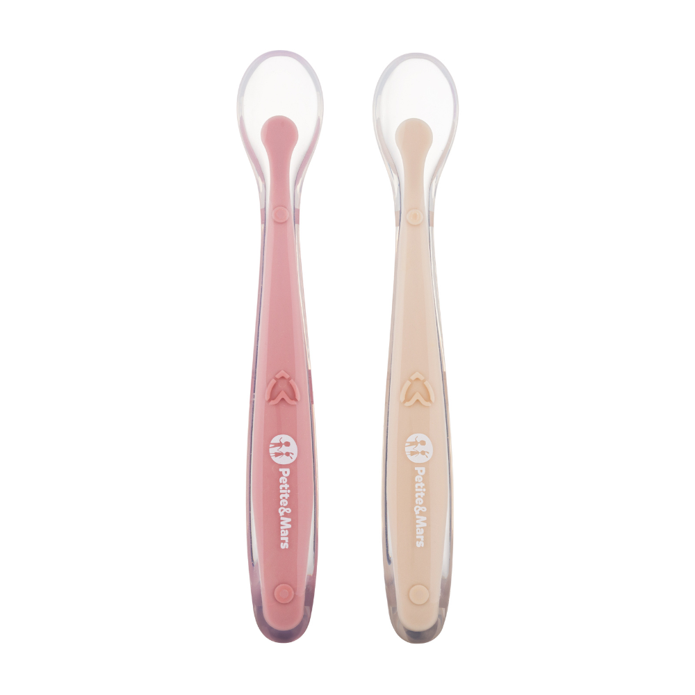 PETITE&MARS lyžičky s puzdrom Take&Match Sand Rose 6m+ 2 ks