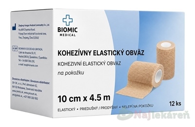BIOMIC Kohezívny elastický obväz béžový 10 cm x 4,5 m 12 ks