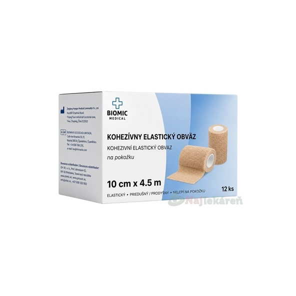 BIOMIC Kohezívny elastický obväz béžový 10 cm x 4,5 m 12 ks