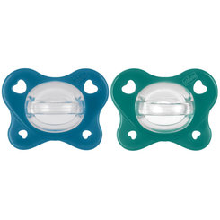 CHICCO Cumlík Physio Dual Soft silikónový chlapec 16-36m, 2 ks