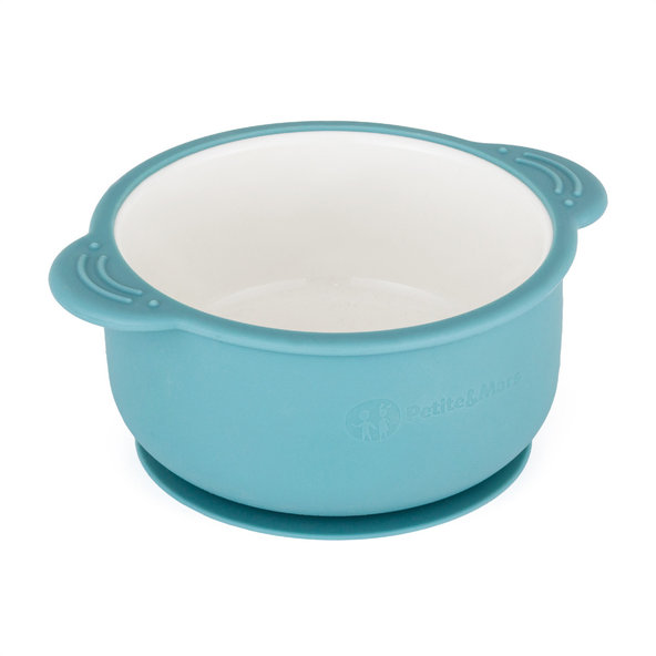 PETITE&MARS Miska keramická so silikónovým obalom Teal Blue