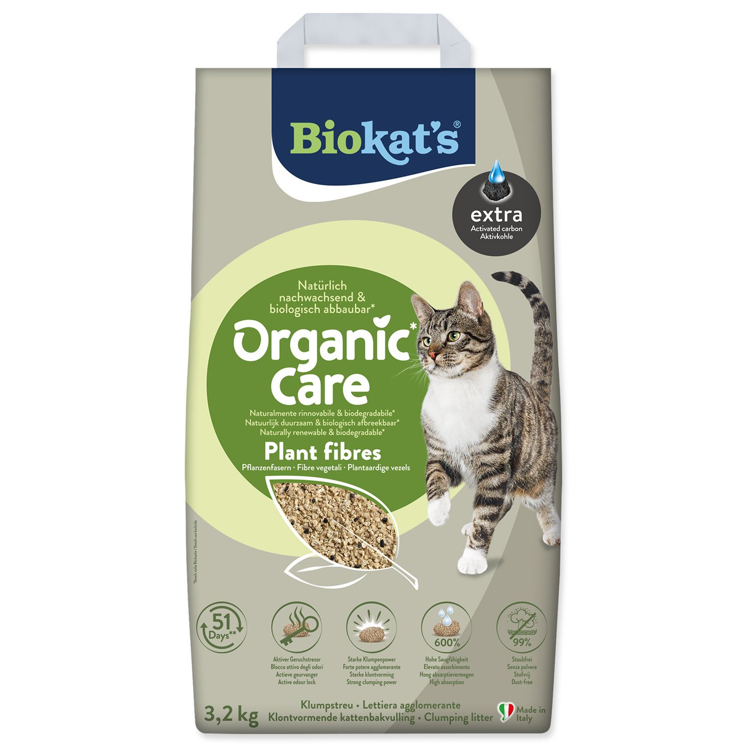 Biokat's podstielka Organic Care Plant Fibres Extra 3,2 kg
