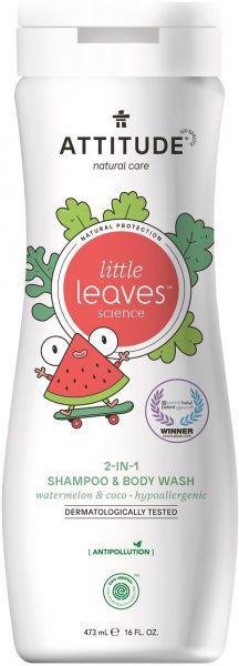 E-shop ATTITUDE Detské telové mydlo a šampón (2v1) Little leaves s vôňou melónu a kokosu 473 ml