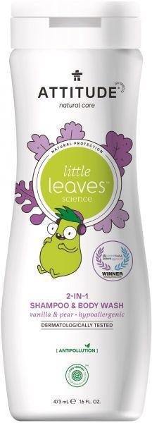 E-shop ATTITUDE Detské telové mydlo a šampón (2v1) Little leaves s vôňou vanilky a hrušky 473 ml