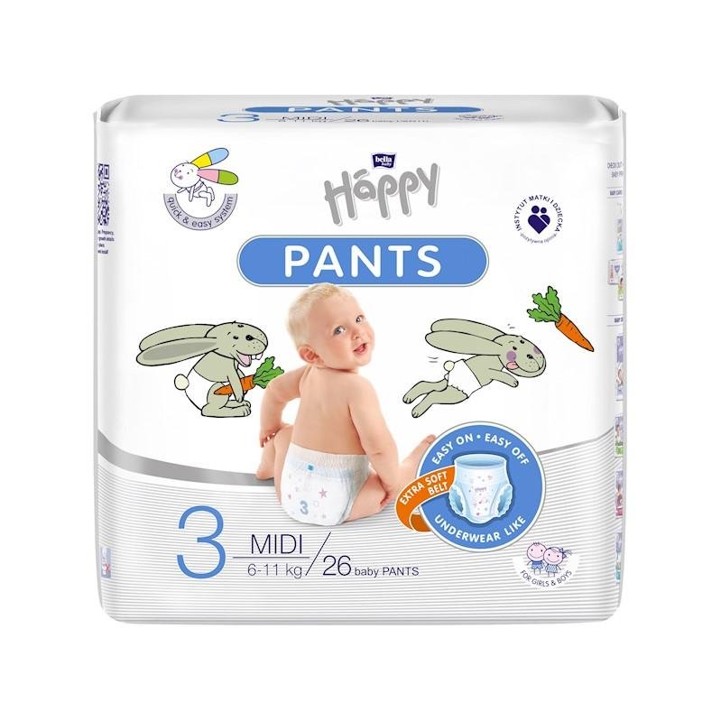 E-shop BELLA HAPPY Pants Midi detské plienkové nohavičky (6-11 kg) 26 ks
