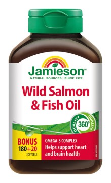 Jamieson Salmon Omega-3 komplex 180 + 20 kapsúl zadarmo