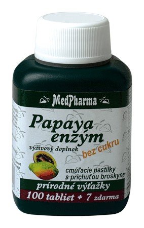 E-shop Medpharma Papaya enzým cmúľacie tablety 107 tbl s príchuťou broskyne