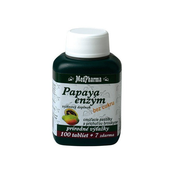 Medpharma Papaya enzým cmúľacie tablety 107 tbl s príchuťou broskyne