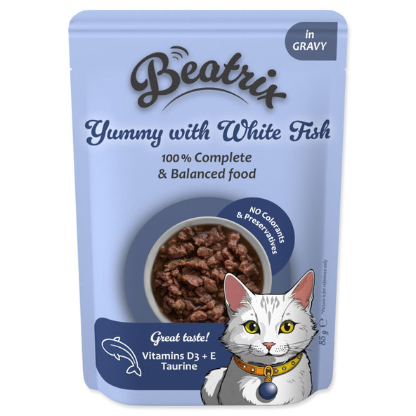 Kapsička Beatrix Adult s bielou rybou 85g