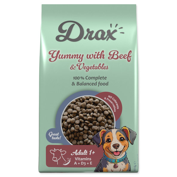 Krmivo Drax Adult s hovädzím mäsom a zeleninou 10kg