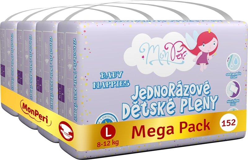 E-shop MONPERI Jednorazové plienky Klasik L 8-12 kg Mega Pack