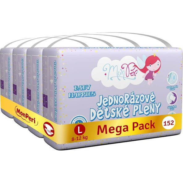 MONPERI Jednorazové plienky Klasik L 8-12 kg Mega Pack