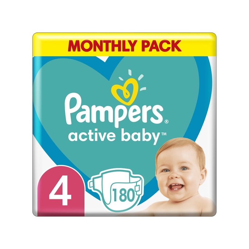 E-shop PAMPERS Active Baby 4 (9-14 kg) 180 ks Maxi měsíční balení - jednorázové plienky