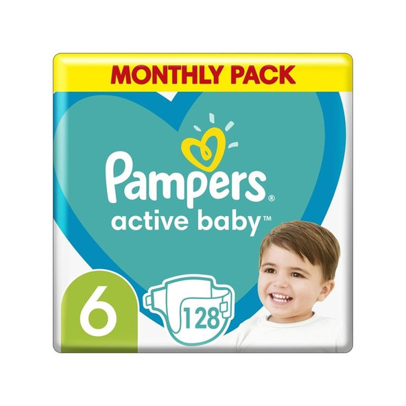 PAMPERS Active Baby 6 (13-18 kg) 128 ks Extra Large - jednorázové plienky