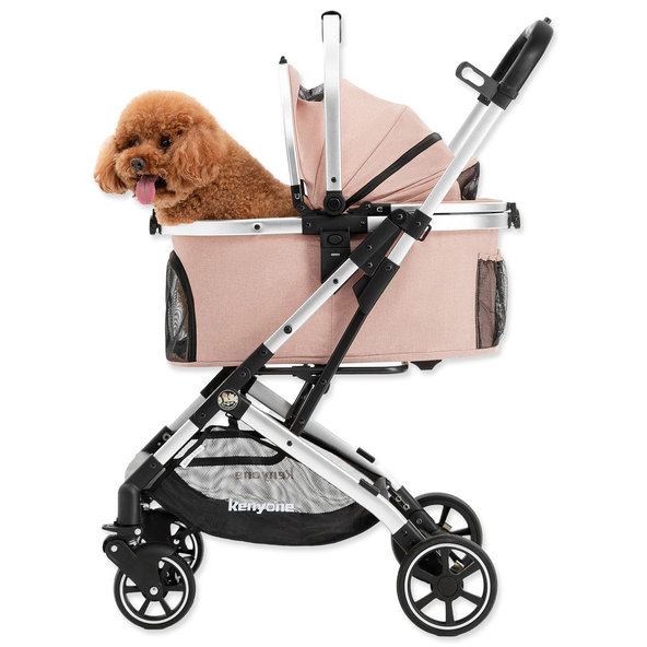 Kočík Kenyone 56x73x103cm ružový, strieborná konštrukcia