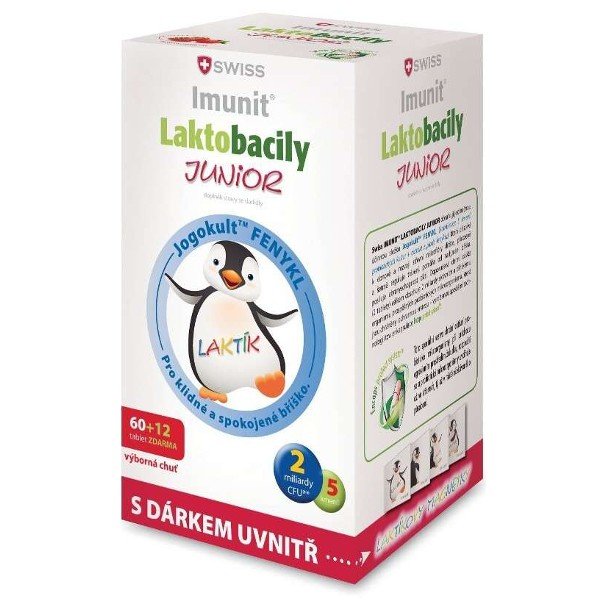 E-shop Swiss Imunit Laktobacily Junior pre pokojné a spokojné bruško, 60 + 12 cps